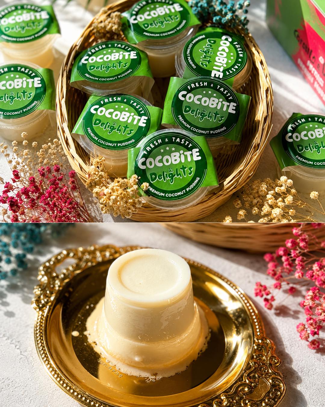 Cocobite coconut pudding top layer with fresh coconut